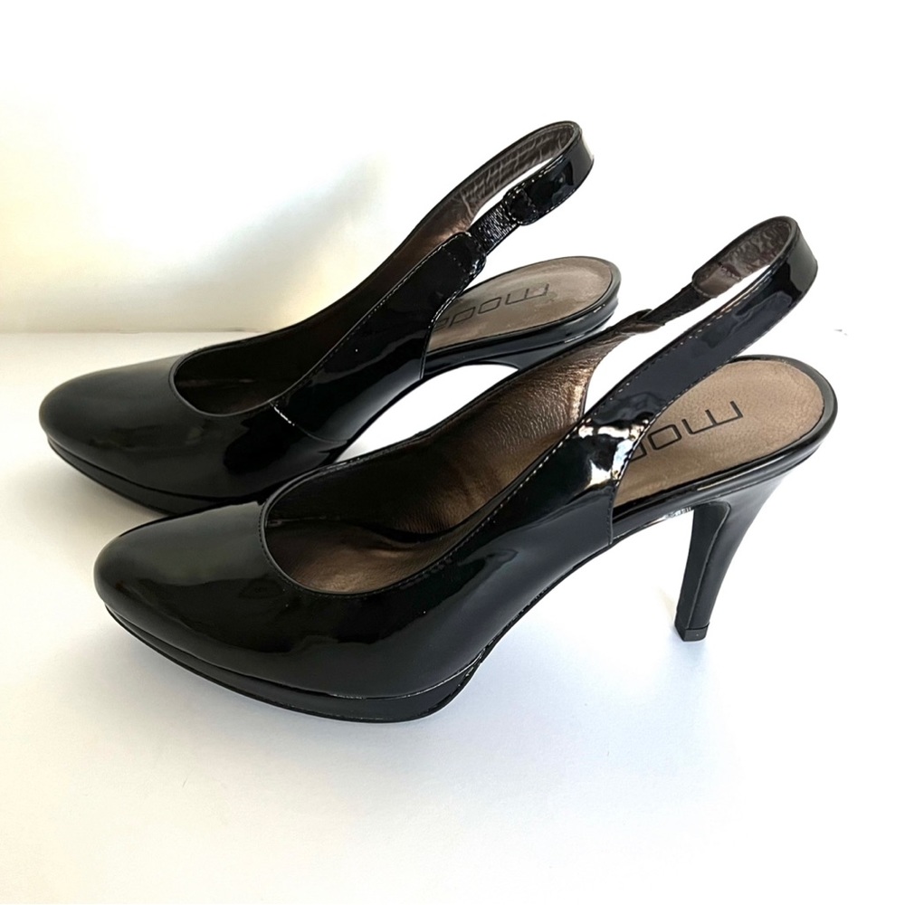 Moda black patent slingback high heels sz 8.5